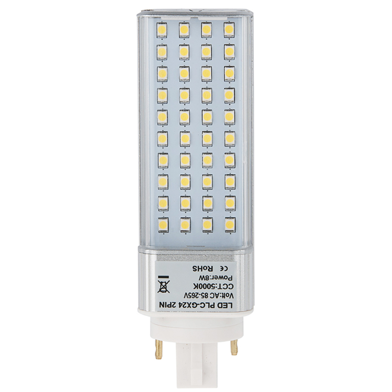 PLC Lamp GX24D 2-Pin LED Bulb, 8 Watts, 18W Equivalent, AC85-265V